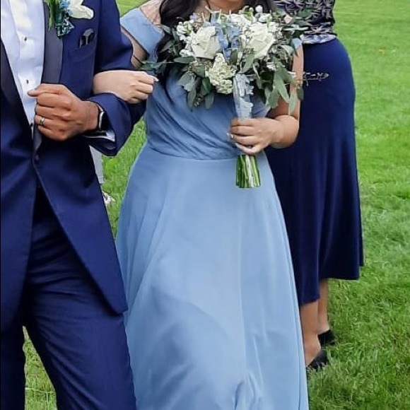 Dusty Blue Bridesmaid Maxi Dress - Picture 3 of 4